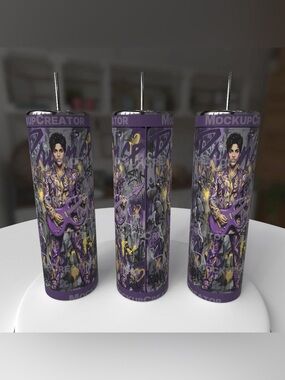 Purple Prince Graphic Tumbler with Guitar Art